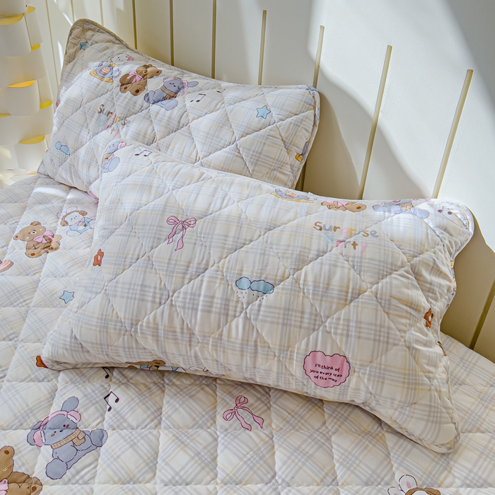 91家纺网 家纺一手货源 找家纺 U品汇 2025新品A类全棉夹棉床盖纯棉100%棉绗缝三件套炕垫褥子13372 G童谣