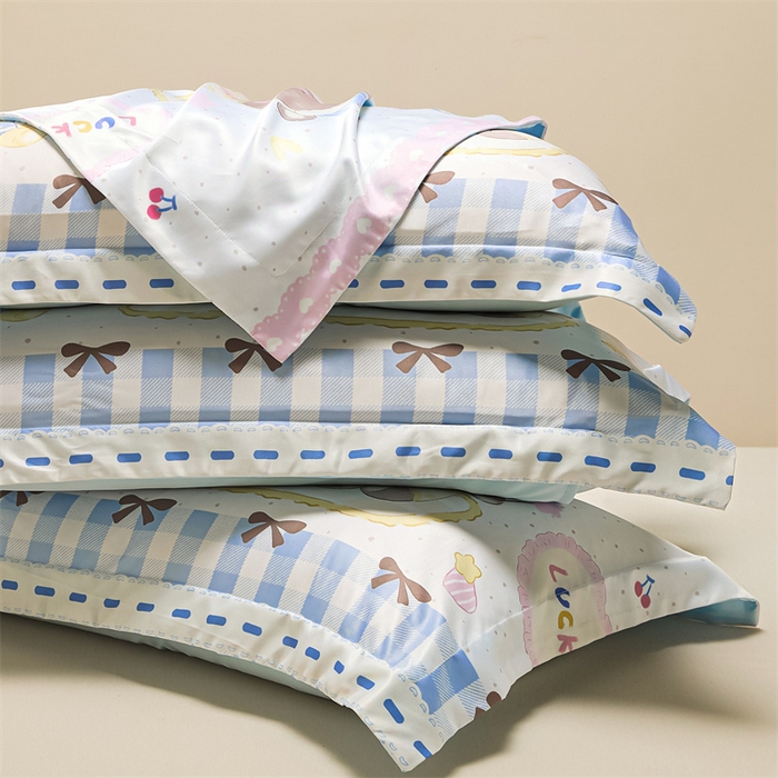 91家纺网 家纺一手货源 找家纺 笙意家纺 2025新款水洗真丝数码印花卡通枕套 森林派对