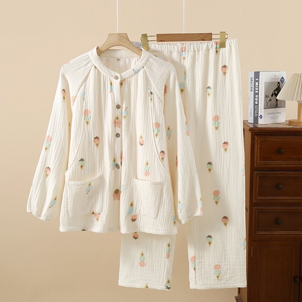 91家纺网 家纺一手货源 找家纺 （总）洛兰沙家居馆【只代发】【只代发】 简约印花睡衣女春夏季宽松休闲家居服