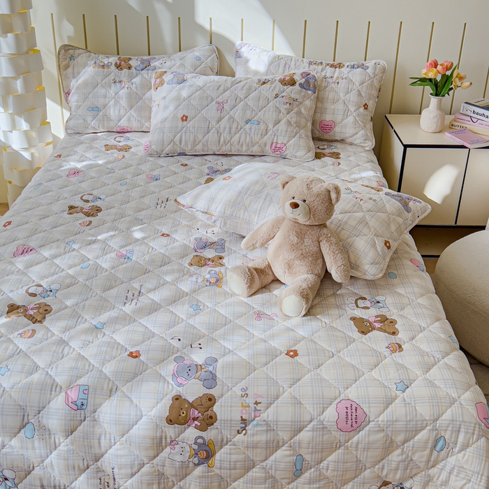 91家纺网 家纺一手货源 找家纺 U品汇 2025新品A类全棉夹棉床盖纯棉100%棉绗缝三件套炕垫褥子13372 G童谣