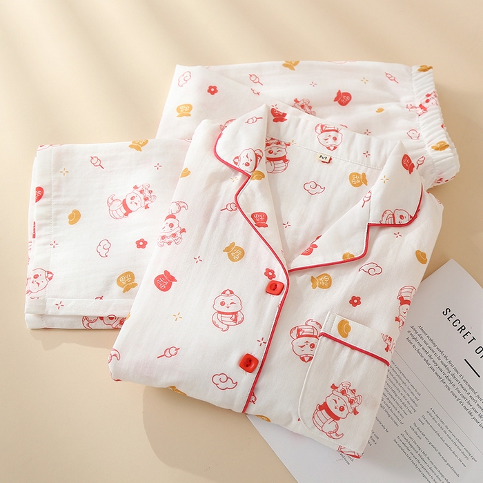 91家纺网 家纺一手货源 找家纺 （总）洛兰沙家居馆【只代发】【只代发】 简约印花睡衣女春夏季宽松休闲家居服