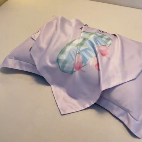 91家纺网 家纺一手货源 找家纺 笙意家纺 2025新款水洗真丝数码印花卡通枕套 小蛋糕