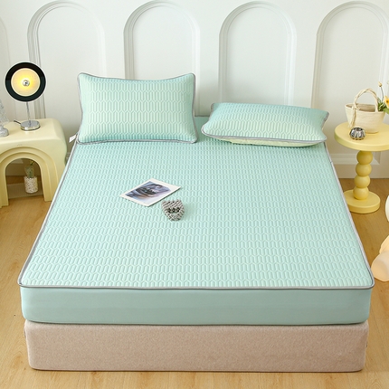 伊人坊 2025新款A类凉感丝乳胶床笠凉席三件套 薄荷绿
