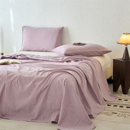 91家纺网 家纺一手货源 找家纺 （总）兰紫橙家纺 2025新款A类纯色色织全棉水洗棉床单
