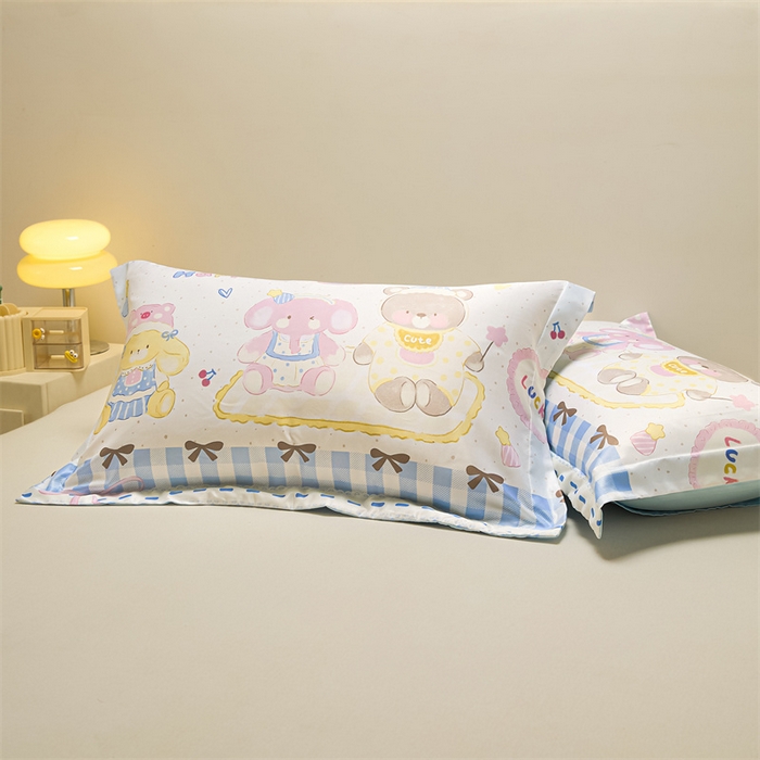 91家纺网 家纺一手货源 找家纺 笙意家纺 2025新款水洗真丝数码印花卡通枕套 森林派对