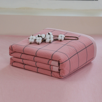 柠萌家居 2025新款全棉色织水洗棉棉花夏被四件套里外全棉 夏凉被被子被芯 瓦尔粉
