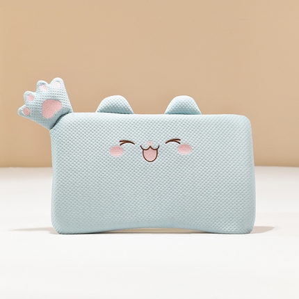 小猫派2025新款凉感豆童趣护颈枕头枕芯-八字 小八字招财猫蓝
