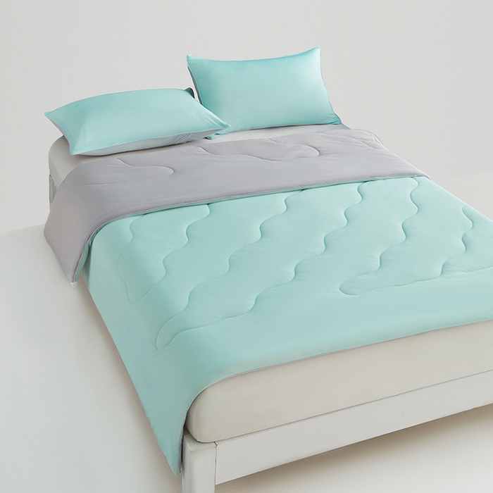 91家纺网 家纺一手货源 找家纺 米米儿家纺 2025新款跨境电商凉感丝夏被西瓜空调被 冰川蓝灰