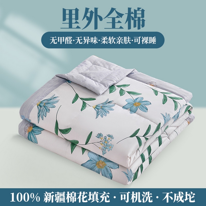 91家纺网 家纺一手货源 找家纺 羽梦家纺 2025新款新疆棉花全棉夏凉被被子被芯 梦田兰