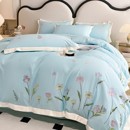 91家纺网 家纺一手货源 找家纺 （总）狂想家 2025亲肤棉重工刺绣系列四件套-花海