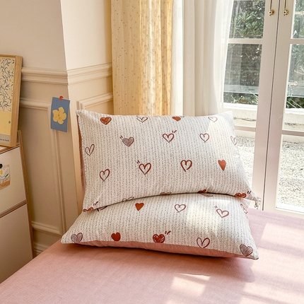 91家纺网 家纺一手货源 找家纺 （总）清雅福2025新款喷气全棉印花13372小清新四件套及单品-单枕套