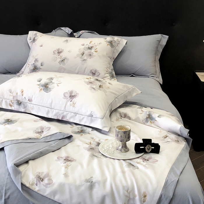 91家纺网 家纺一手货源 找家纺 立奥被业 2025新款雪纺纱夏被超柔数码印花夏被雪纺夏凉被 慕斯-浅灰