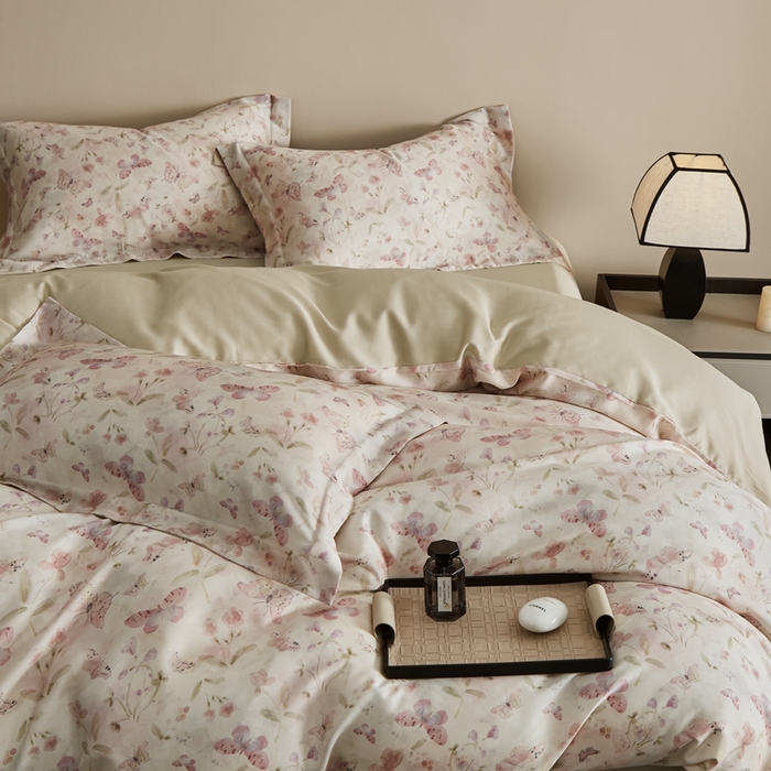 91家纺网 家纺一手货源 找家纺 顾家家居 2025新款莱塞尔兰精天丝印花四件套 玛卡