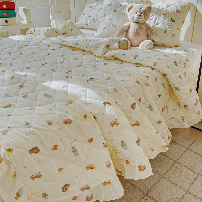 91家纺网 家纺一手货源 找家纺 U品汇 2025新品A类全棉夹棉床盖纯棉100%棉绗缝三件套炕垫褥子13372 G狗狗乐园