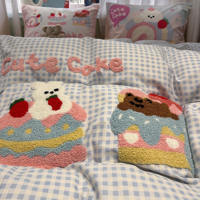 91家纺网 家纺一手货源 找家纺 蓝邻2025年新款全棉纯棉40s毛巾绣四件套 糕糕在上