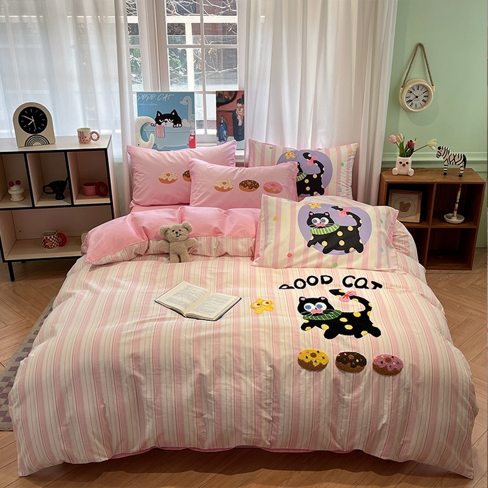 91家纺网 家纺一手货源 找家纺 蓝邻2025年新款全棉纯棉40s毛巾绣四件套 黛序甜章