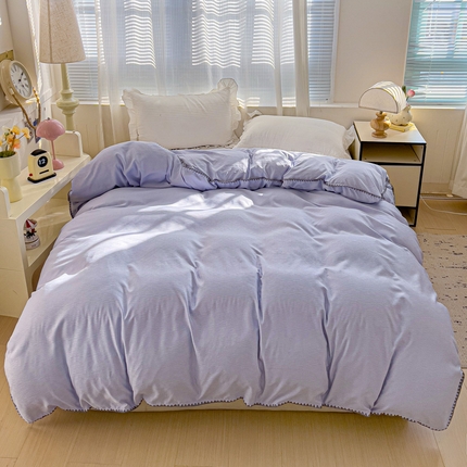 卡普二店 2025新款A类轻奢贝壳绣丝柔缎提花被套 丝柔缎-浅紫