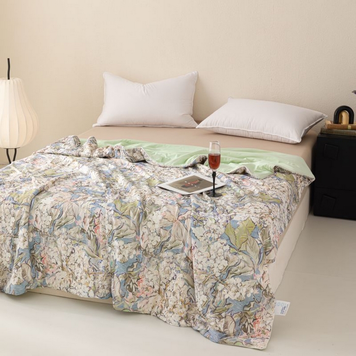 91家纺网 家纺一手货源 找家纺 （总）睡棉坊 2025新款数码印花凉感丝水墨画系列夏被-场景二