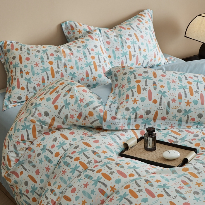 91家纺网 家纺一手货源 找家纺 顾家家居 2025新款莱塞尔兰精天丝印花四件套 慕夏