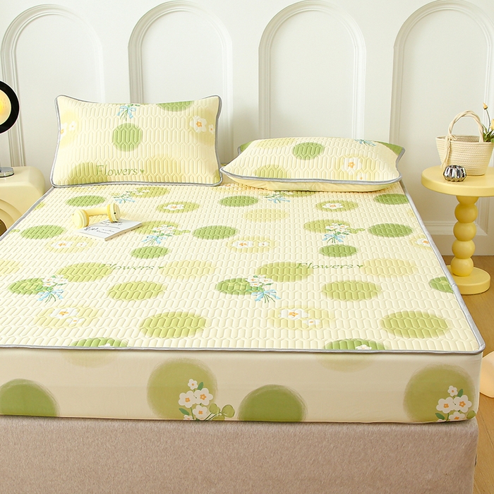 91家纺网 家纺一手货源 找家纺 伊人坊 2025新款A类凉感丝乳胶床笠凉席三件套 春意盎然