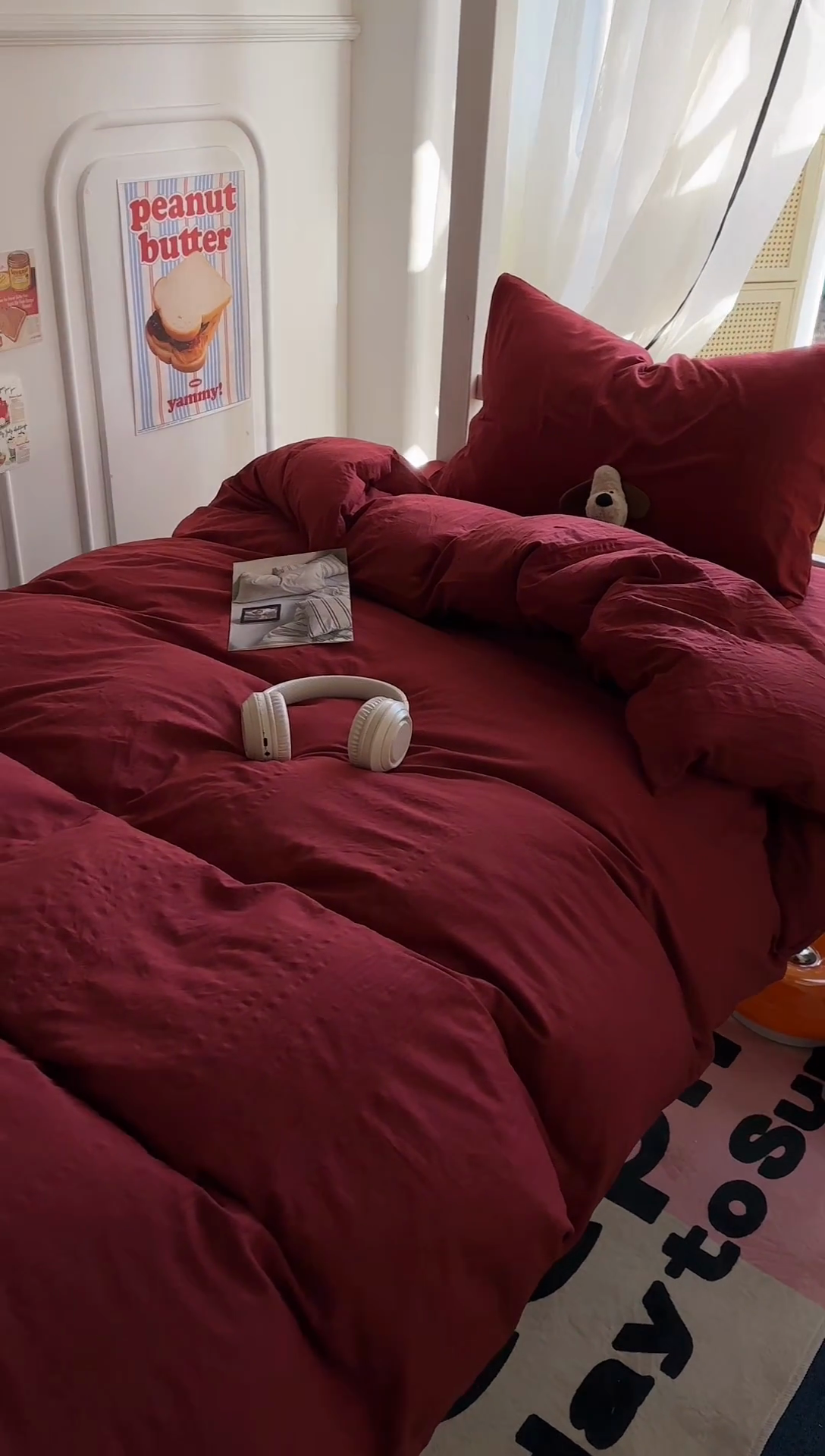 91家纺网 家纺一手货源 找家纺 阿曼达 2025新款纯色水洗m学生床单人四件套 纯色-安可拉红