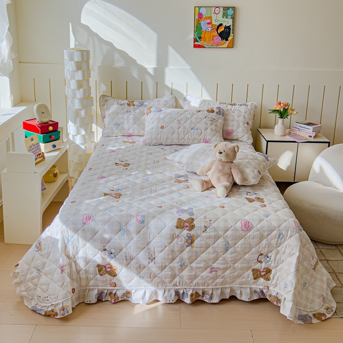 91家纺网 家纺一手货源 找家纺 U品汇 2025新品A类全棉夹棉床盖纯棉100%棉绗缝三件套炕垫褥子13372 G童谣