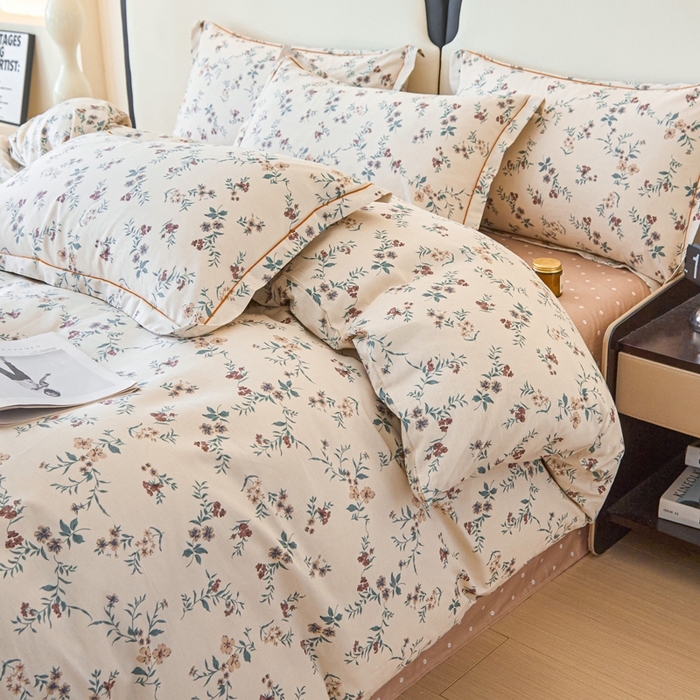 91家纺网 家纺一手货源 找家纺 棉乐町家居 2025新款全棉小清新人字纹四件套 法式浪漫