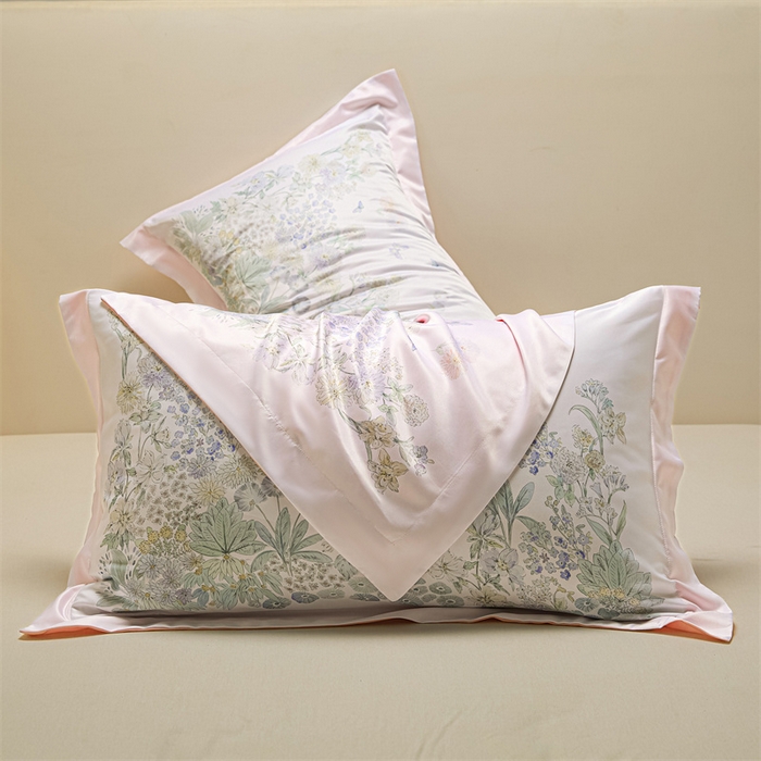 91家纺网 家纺一手货源 找家纺 笙意家纺 2025新款水洗真丝数码印花卡通枕套 游园