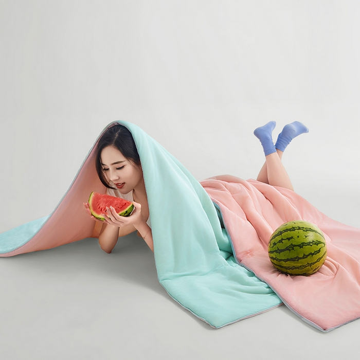 91家纺网 家纺一手货源 找家纺 （总）米米儿家纺 2025新款跨境电商凉感丝夏被西瓜空调被