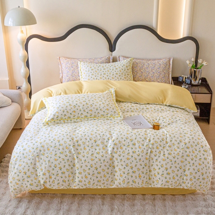 91家纺网 家纺一手货源 找家纺 （总）棉乐町家居 2025新款全棉小清新人字纹四件套