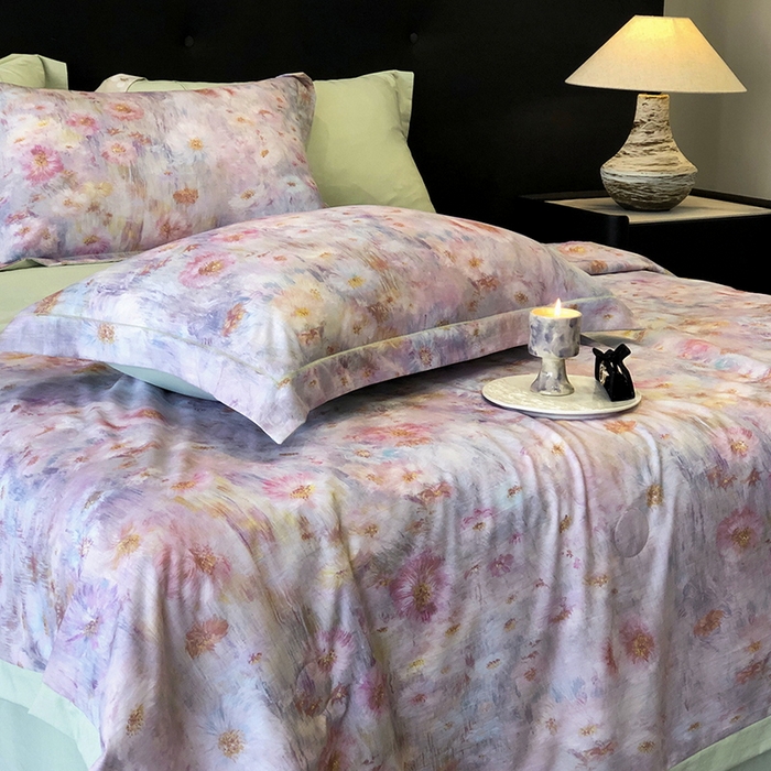 91家纺网 家纺一手货源 找家纺 立奥被业 2025新款雪纺纱夏被超柔数码印花夏被雪纺夏凉被 安娜-浅绿