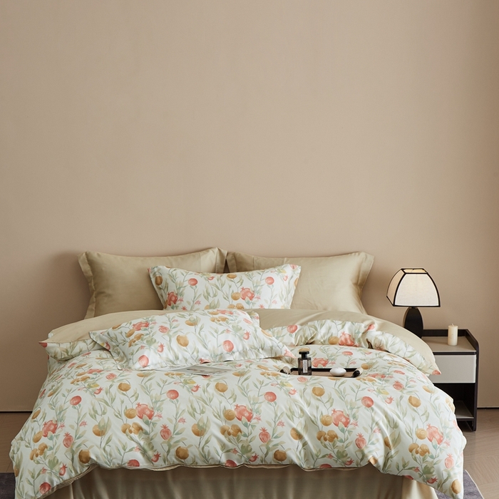 91家纺网 家纺一手货源 找家纺 顾家家居 2025新款莱塞尔兰精天丝印花四件套 丝丝花语