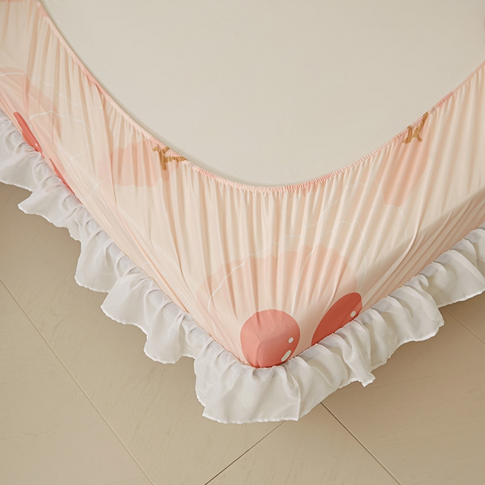 91家纺网 家纺一手货源 找家纺 伊人坊 2025新款A类凉感丝乳胶床笠凉席三件套-花边款 花边-甜甜樱桃