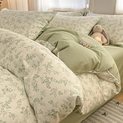 91家纺网 家纺一手货源 找家纺 （总）瑞莱  2025春季新款13372全棉印花四件套-小清新系列