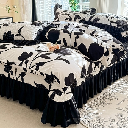 91家纺网 家纺一手货源 找家纺 （总）金盛皇朝家纺 2025新款法式赫本风大花卉床盖四件套
