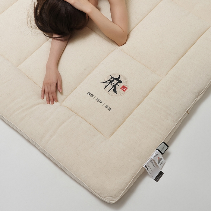 91家纺网 家纺一手货源 找家纺 （总）良品汇馆 日式无印亚麻床垫良品A类5公分保暖垫子大豆纤维床垫床褥加厚立体