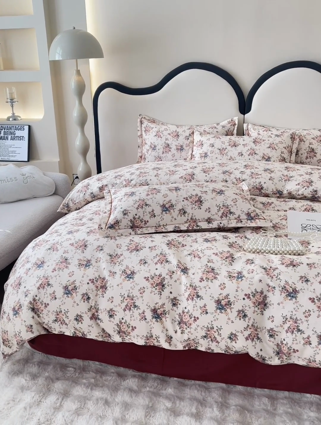 91家纺网 家纺一手货源 找家纺 棉乐町家居 2025新款全棉小清新人字纹四件套 繁花似锦