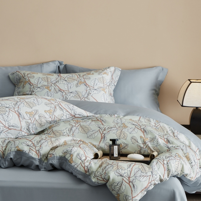 91家纺网 家纺一手货源 找家纺 顾家家居 2025新款莱塞尔兰精天丝印花四件套 蔓艺