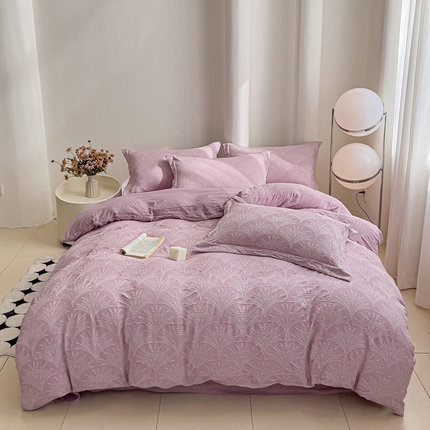 卡普二店 2025新款A类轻奢双层纱提花四件套摇钱树系列 摇钱树（紫）