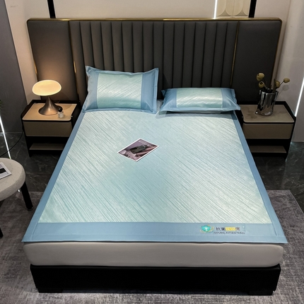 航途席业 2025新款提花冰丝席床席 流星雨-蓝