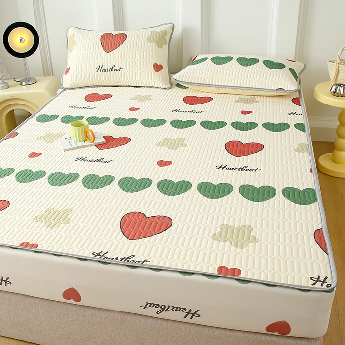 91家纺网 家纺一手货源 找家纺 伊人坊 2025新款A类凉感丝乳胶床笠凉席三件套 彩色心情