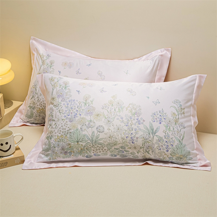 91家纺网 家纺一手货源 找家纺 笙意家纺 2025新款水洗真丝数码印花卡通枕套 游园