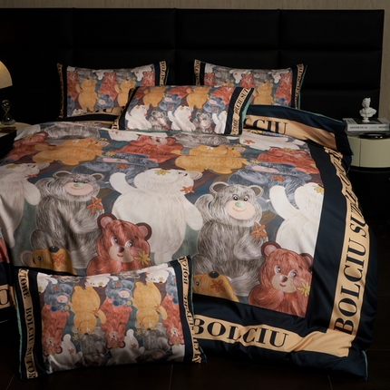 花沐 2025新款轻奢潮牌亲肤棉纯棉四件套 美美熊