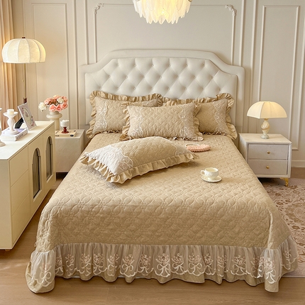 91家纺网 家纺一手货源 找家纺 （总）网红馆 2025新款亲肤蕾丝花边床盖款三件套-美好生活