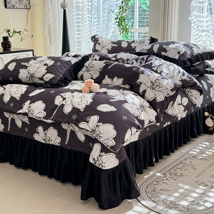 91家纺网 家纺一手货源 找家纺 （总）金盛皇朝家纺 2025新款法式赫本风大花卉床盖四件套