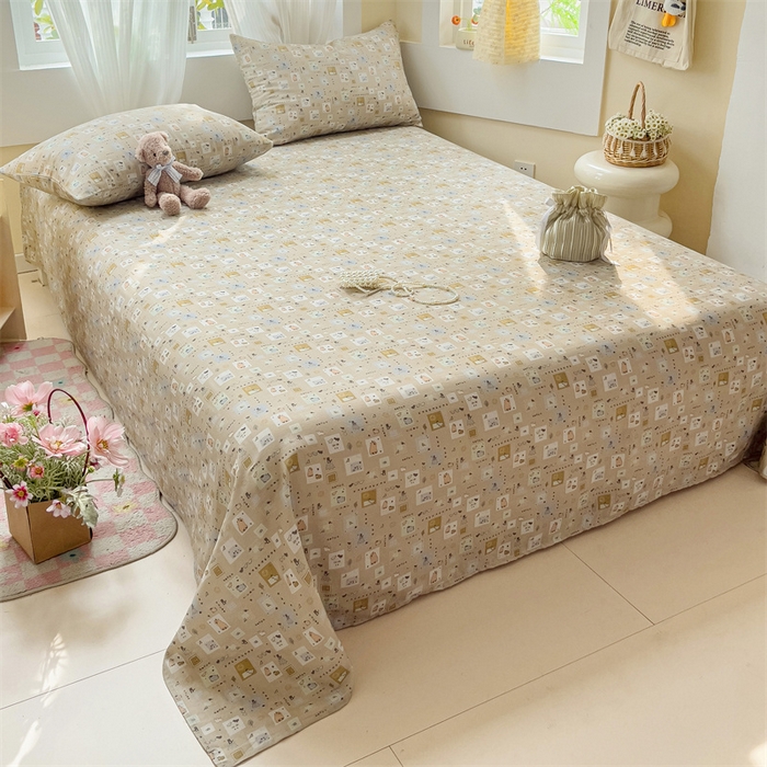 91家纺网 家纺一手货源 找家纺 名兮-2025新款全棉双层纱床单 双层纱-波波乐园