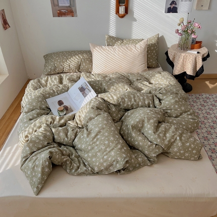 91家纺网 家纺一手货源 找家纺 桃喜 2025春夏全棉碎花系列四件套 清雨