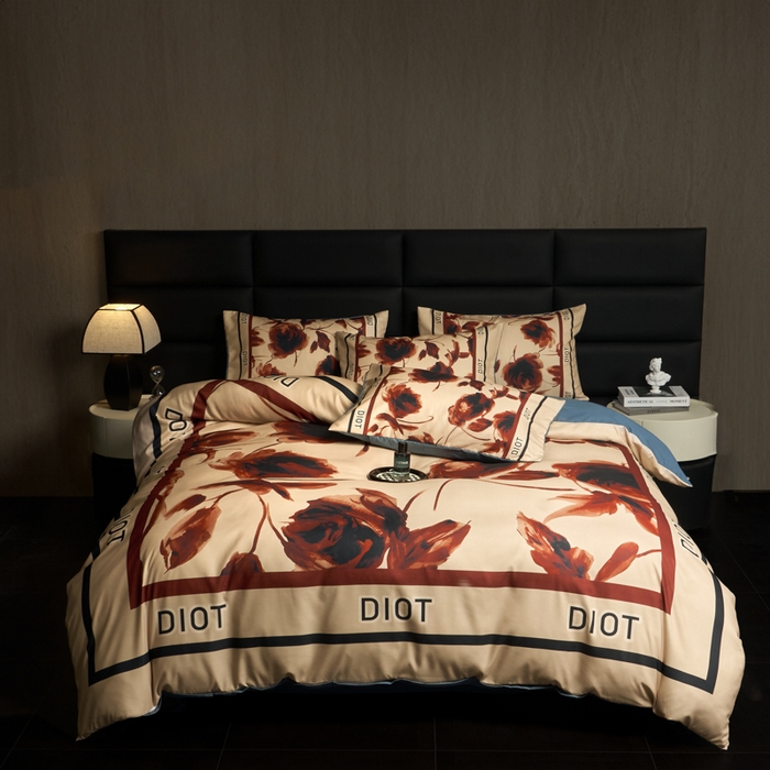 91家纺网 家纺一手货源 找家纺 花沐 2025新款轻奢潮牌亲肤棉纯棉四件套 赤迪