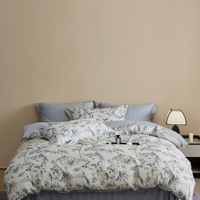 91家纺网 家纺一手货源 找家纺 顾家家居 2025新款莱塞尔兰精天丝印花四件套 渝蓉