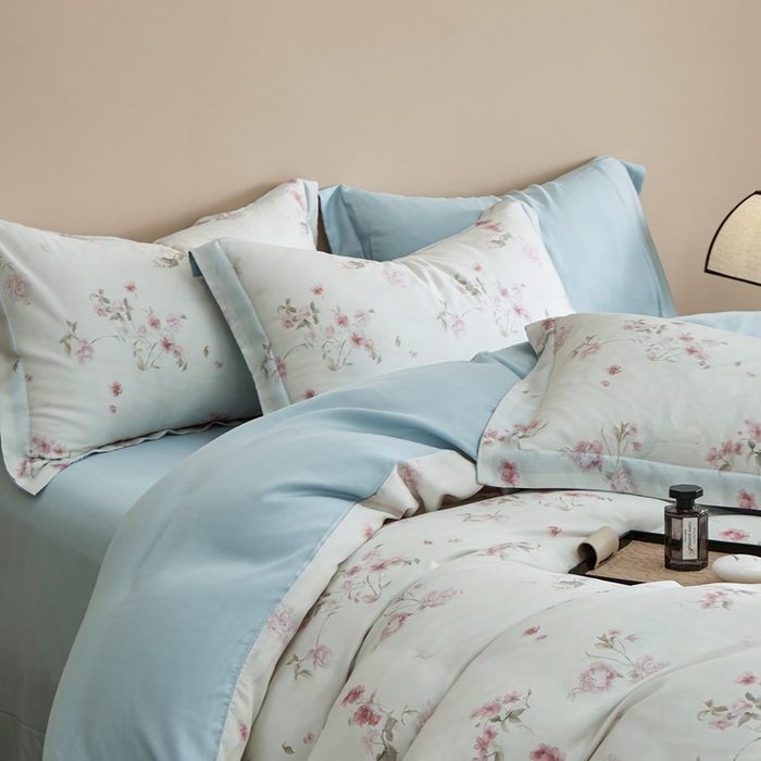 91家纺网 家纺一手货源 找家纺 顾家家居 2025新款莱塞尔兰精天丝印花四件套 捻绣